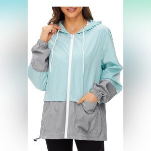 Turquoise & Gray Rain Jacket